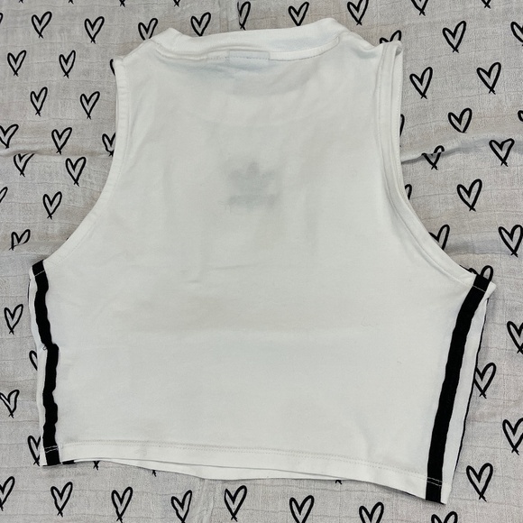 Black and white ADIDAS 3-stripe cotton crop top tank top XS - Picture 3 of 4